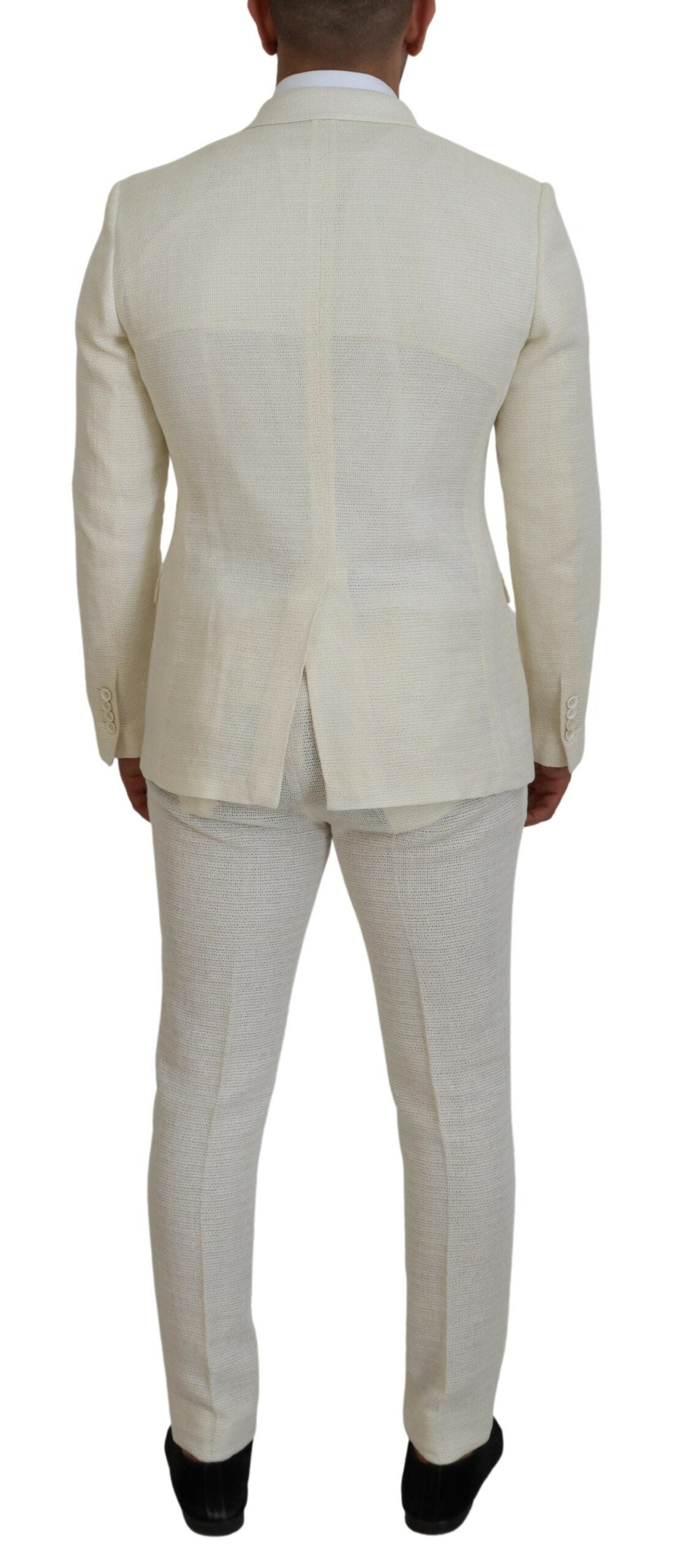 Dolce & Gabbana Elegant Off White Silk-Blend Suit IT50 / L