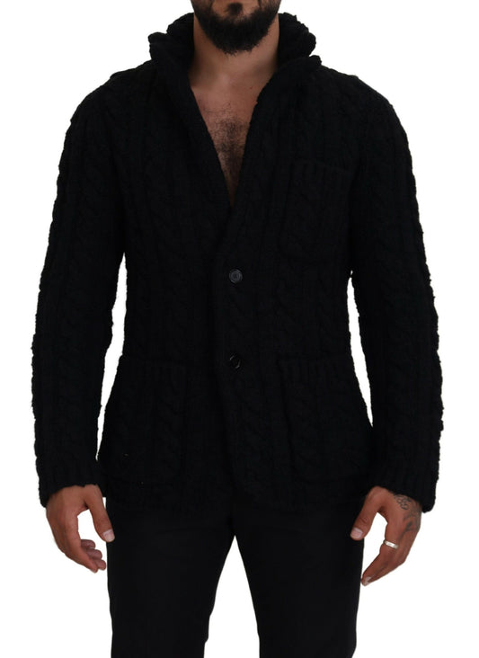 Dolce & Gabbana Elegant Black Wool-Cashmere Blend Cardigan IT44 / XS