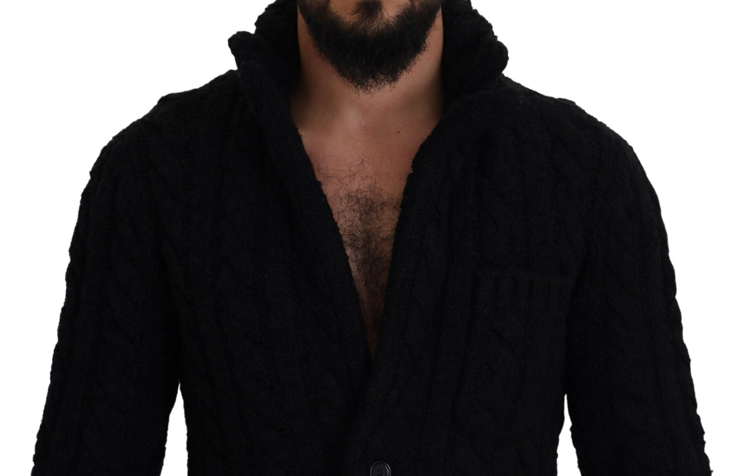 Dolce & Gabbana Elegant Black Wool-Cashmere Blend Cardigan IT44 / XS