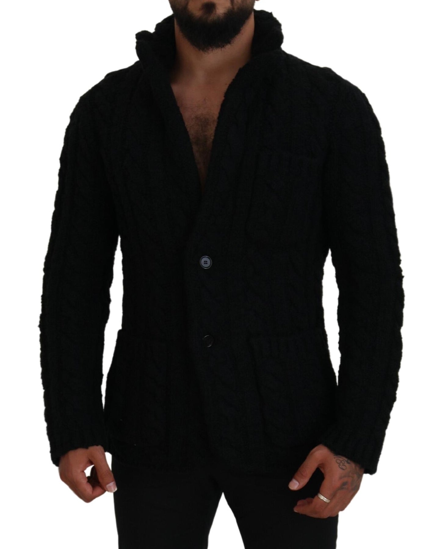 Dolce & Gabbana Elegant Black Wool-Cashmere Blend Cardigan IT44 / XS