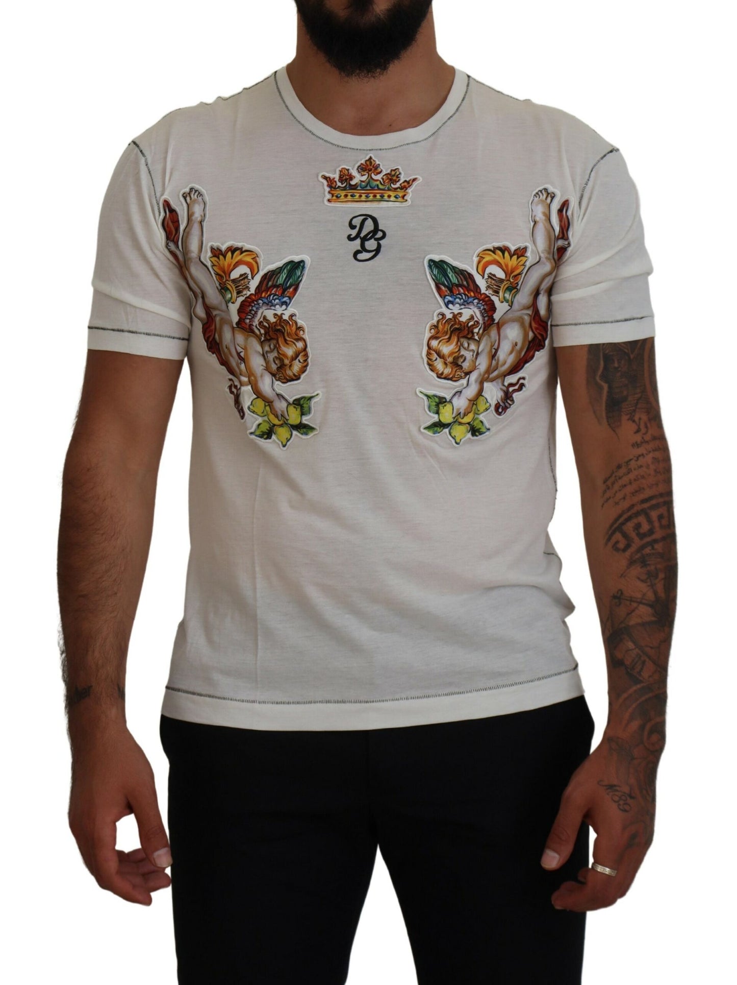 Dolce & Gabbana Elegant White Cotton-Silk Blend Tee IT44 / XS