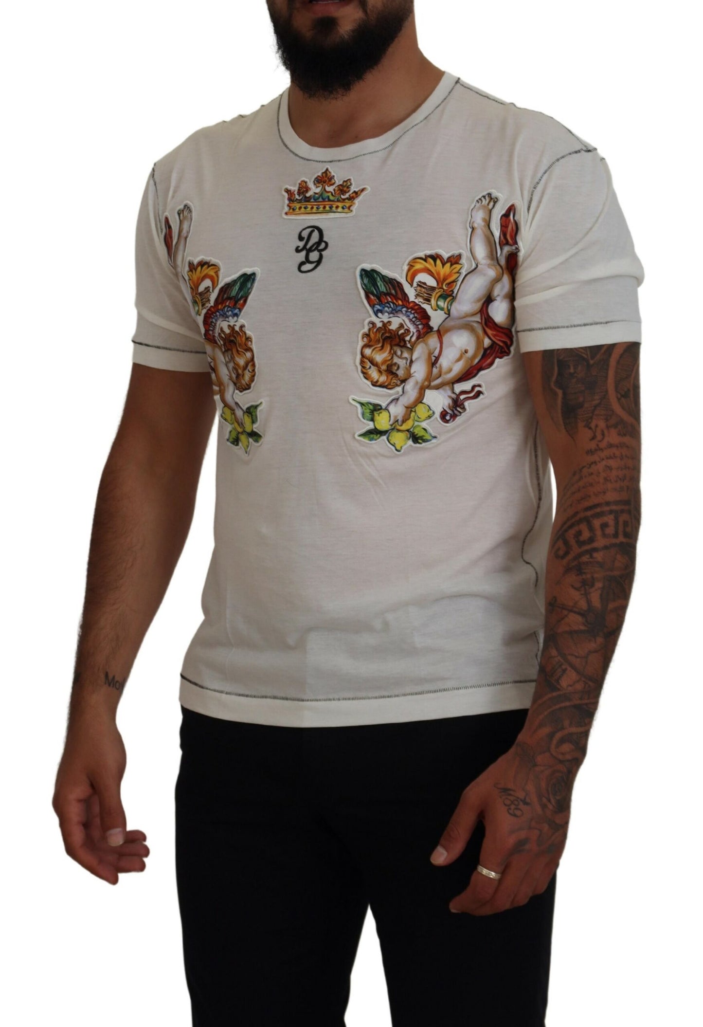 Dolce & Gabbana Elegant White Cotton-Silk Blend Tee IT44 / XS