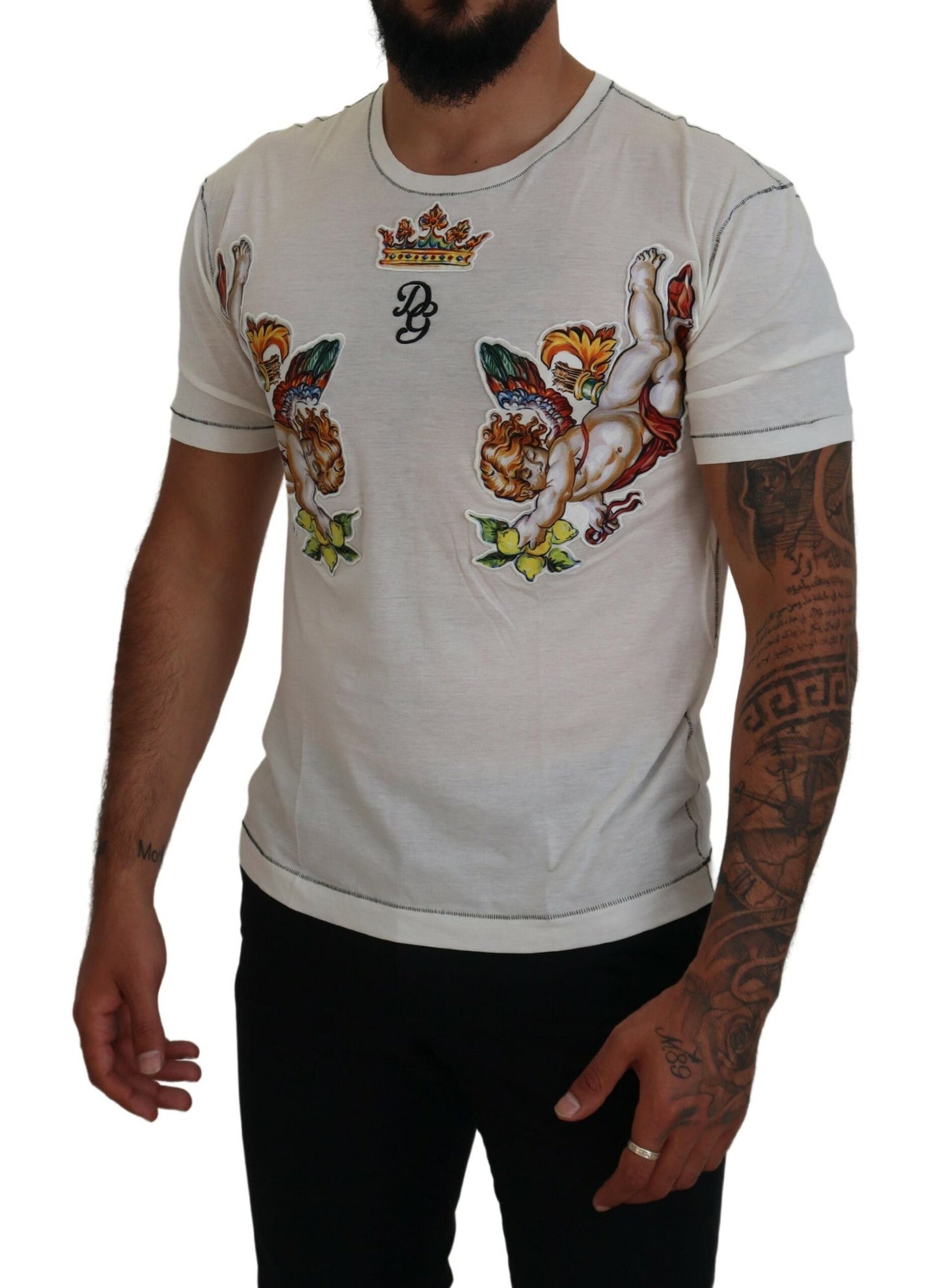 Dolce & Gabbana Elegant White Cotton-Silk Blend Tee IT44 / XS