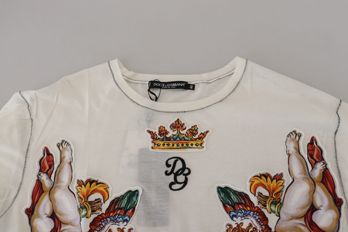 Dolce & Gabbana Elegant White Cotton-Silk Blend Tee IT44 / XS