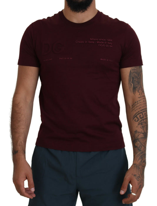 Dolce & Gabbana Elegant Maroon Crew Neck Casual Tee IT42 | XL