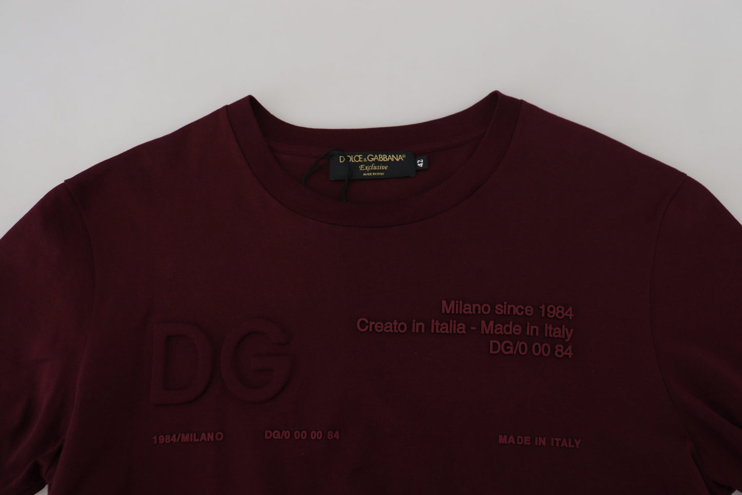 Dolce & Gabbana Elegant Maroon Crew Neck Casual Tee IT42 | XL