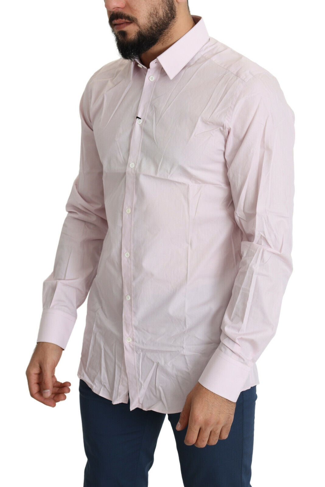 Dolce & Gabbana Elegant Slim Fit Pink Dress Shirt IT41 | L