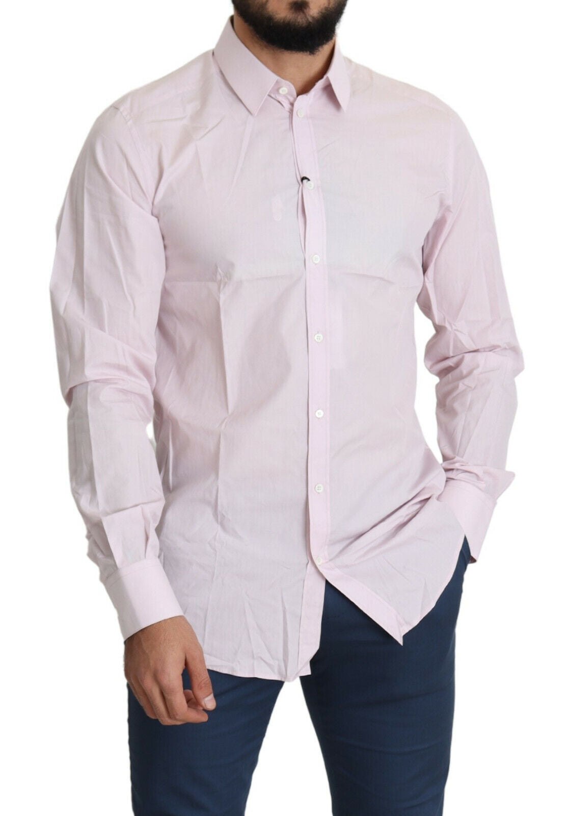 Dolce & Gabbana Elegant Slim Fit Pink Dress Shirt IT41 | L