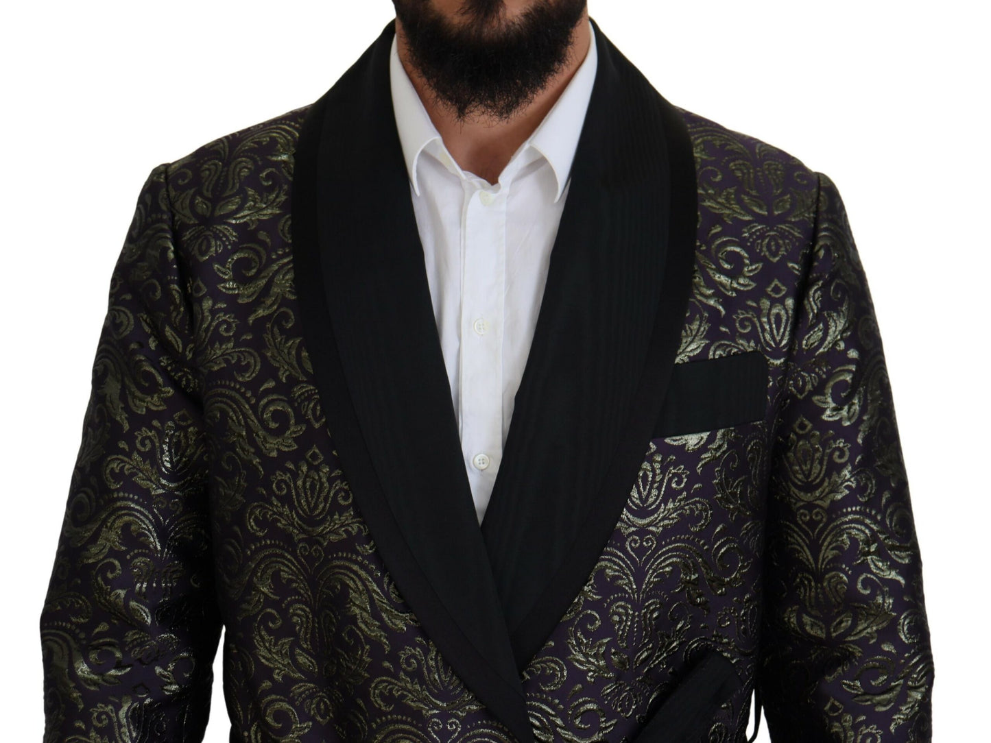 Dolce & Gabbana Gold Jacquard Robe Jacket IT52 / L