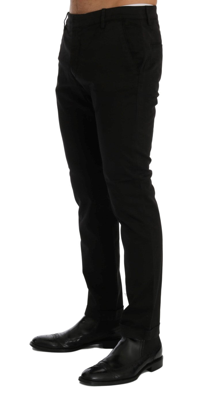 Costume National Chic Black Slim Fit Cotton Stretch Pants IT46 | S