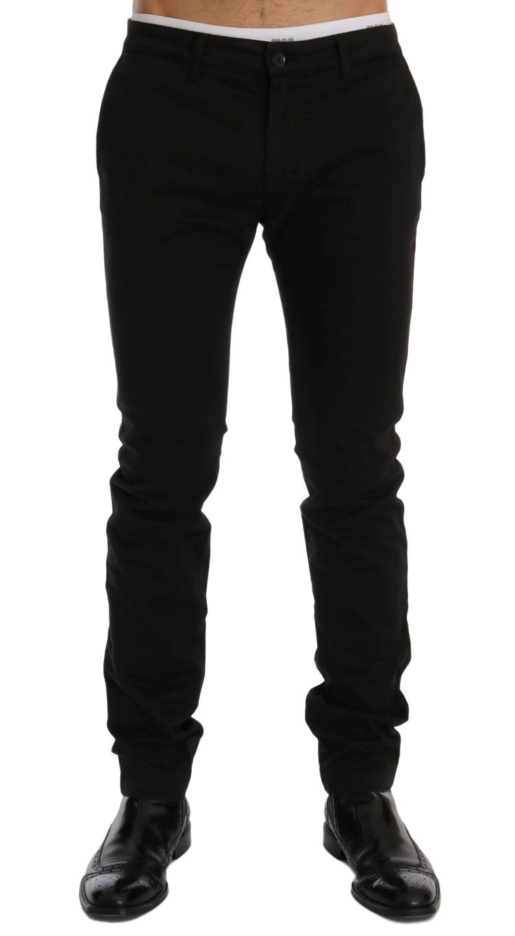 GF Ferre Elegant Slim Fit Black Cotton Trousers IT54 | XXL