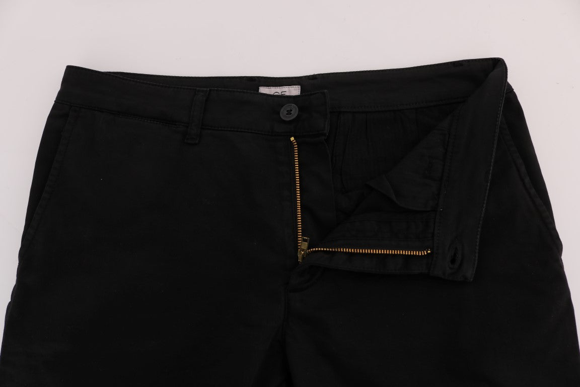 GF Ferre Elegant Slim Fit Black Cotton Trousers IT54 | XXL