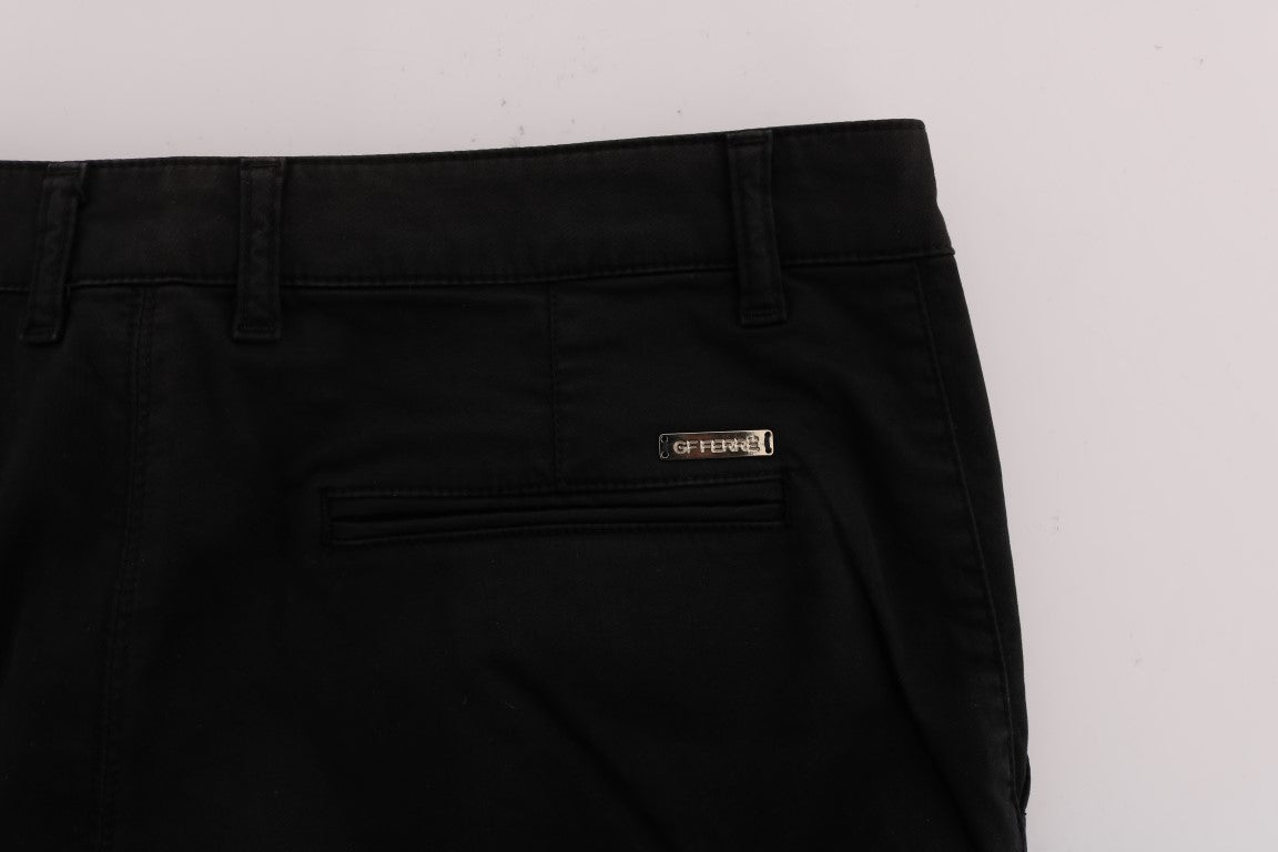 GF Ferre Elegant Slim Fit Black Cotton Trousers IT54 | XXL