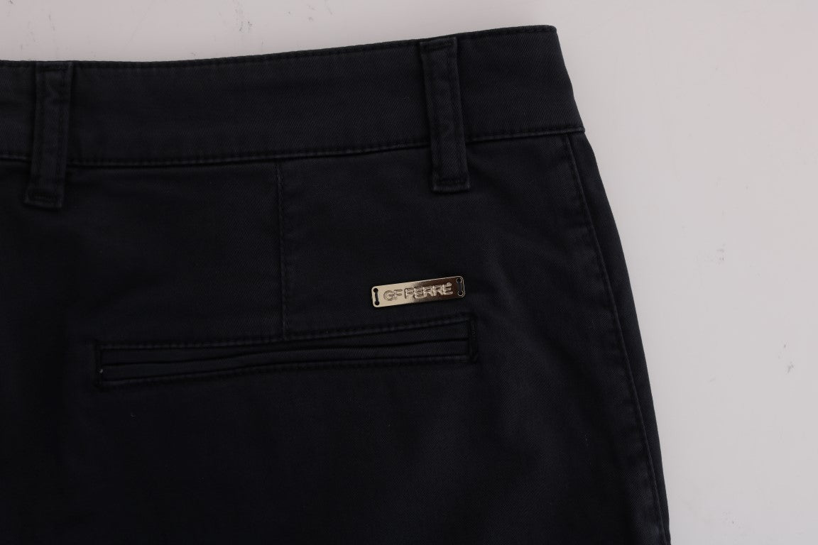 GF Ferre Chic Slim-Fit Blue Cotton Stretch Pants