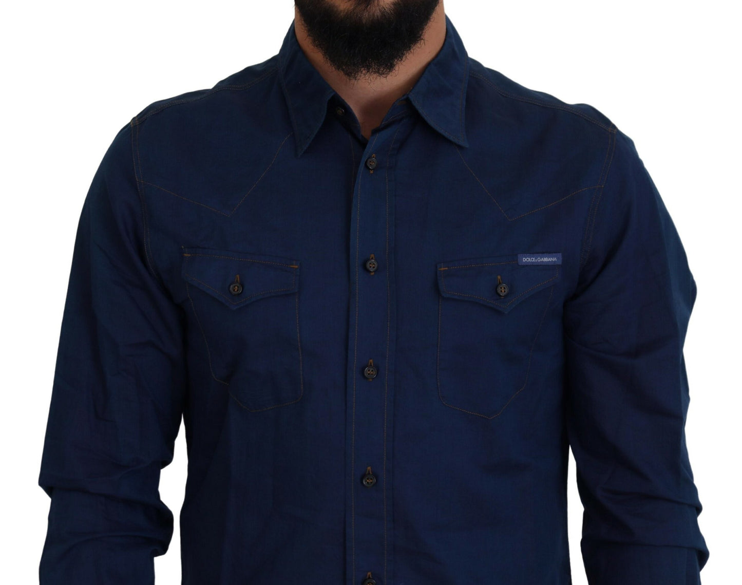 Dolce & Gabbana Elegant Blue Denim Casual Shirt IT38 / XS