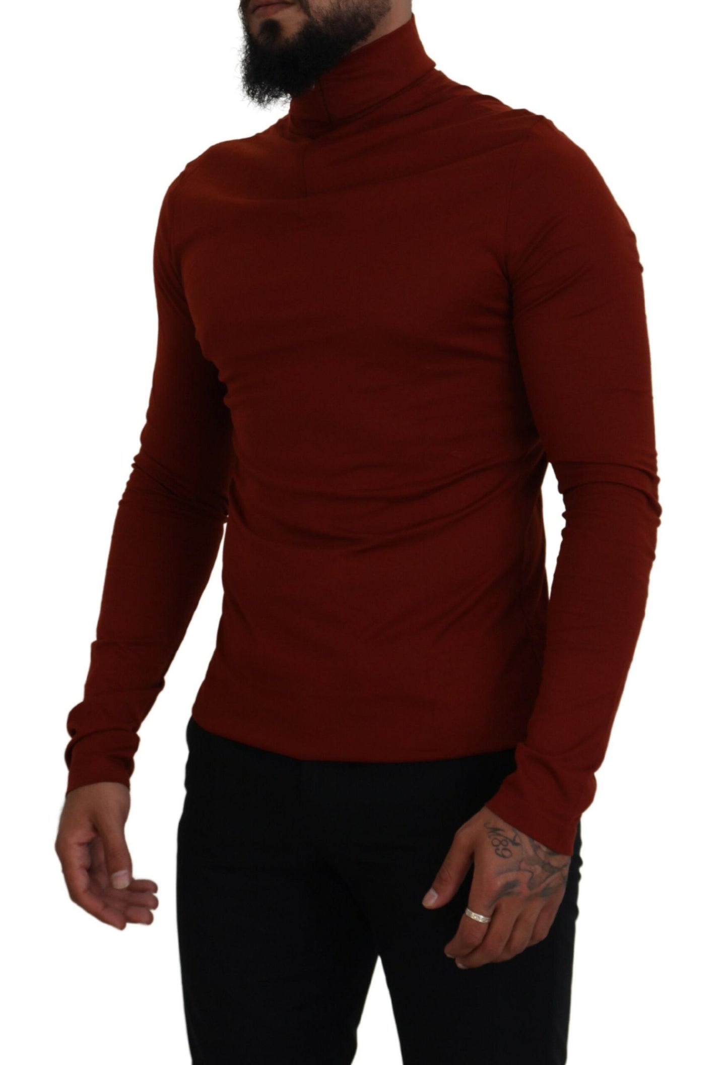 Dolce & Gabbana Elegant Maroon Collar Zip Sweater IT46 / S