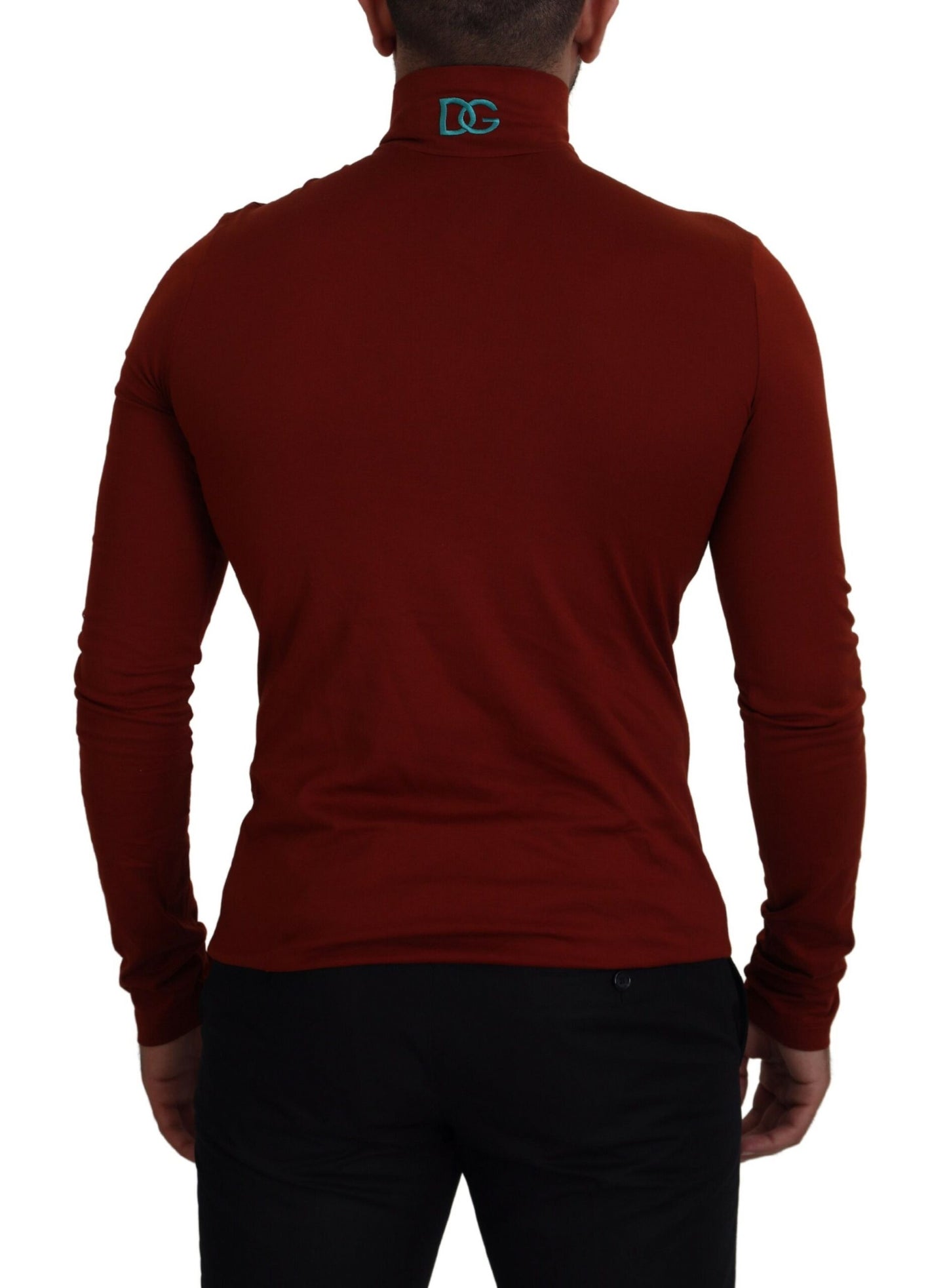 Dolce & Gabbana Elegant Maroon Collar Zip Sweater IT46 / S