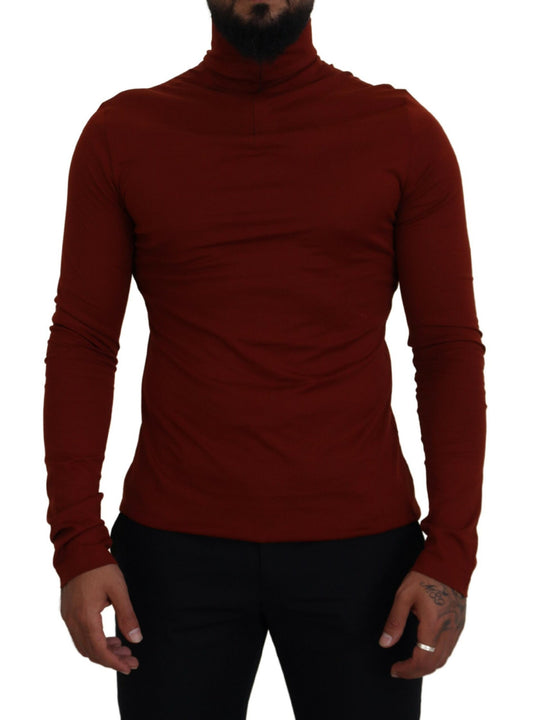 Dolce & Gabbana Elegant Maroon Collar Zip Sweater IT46 / S