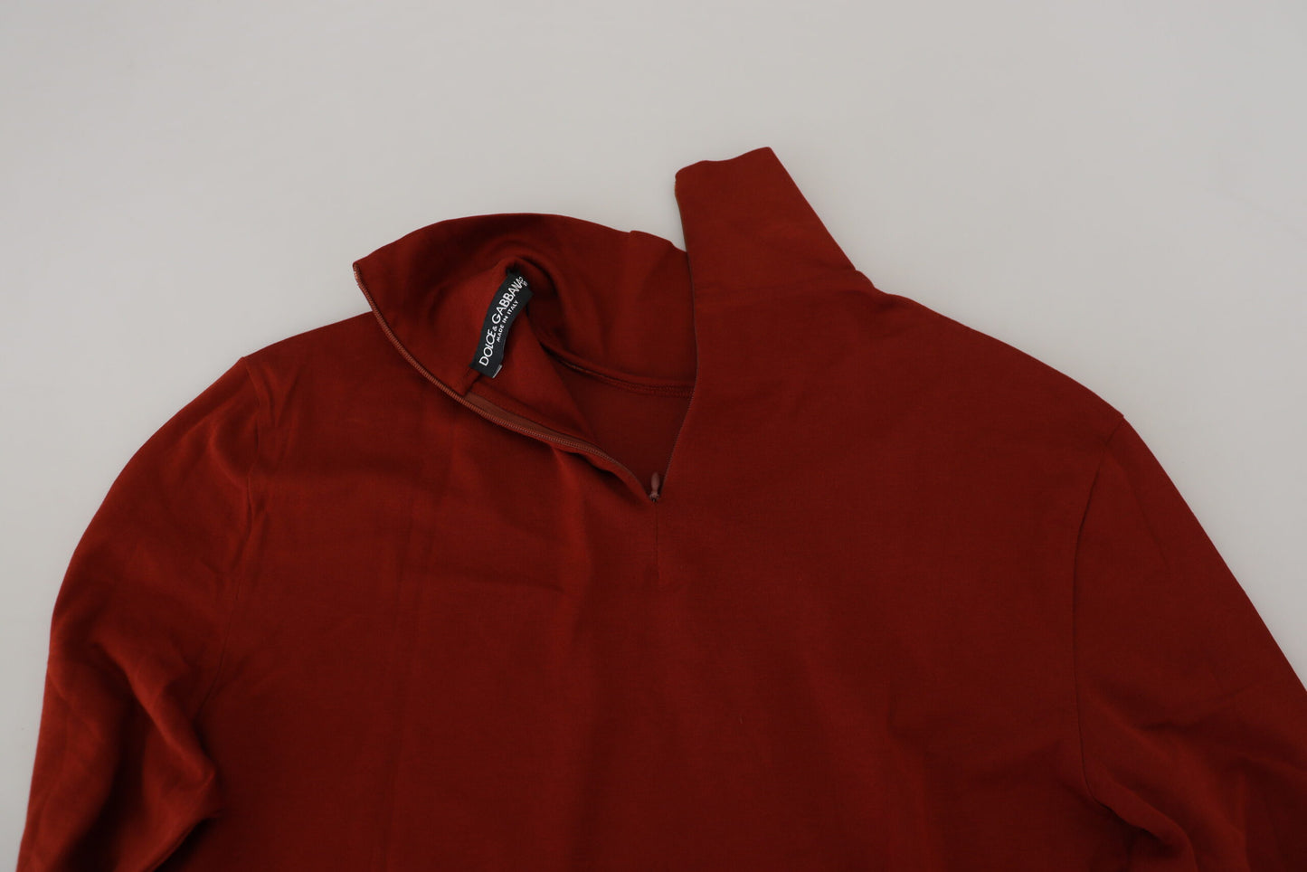 Dolce & Gabbana Elegant Maroon Collar Zip Sweater IT46 / S