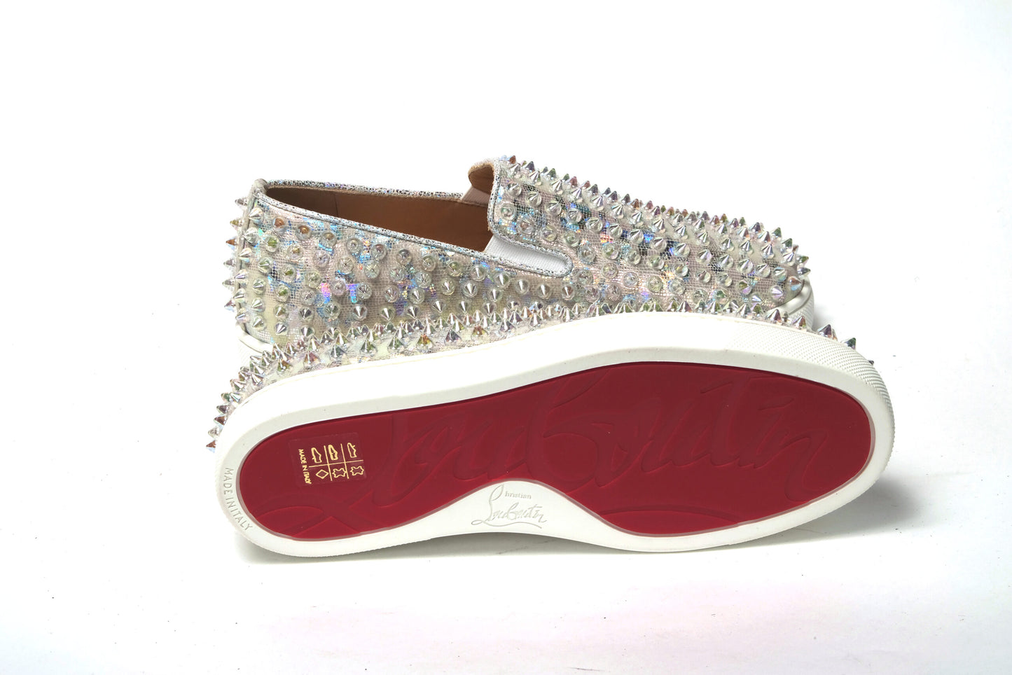 Christian Louboutin White Ab/Clear Ab Roller Boat Woman Flat Sneaker EU35.5 | US5