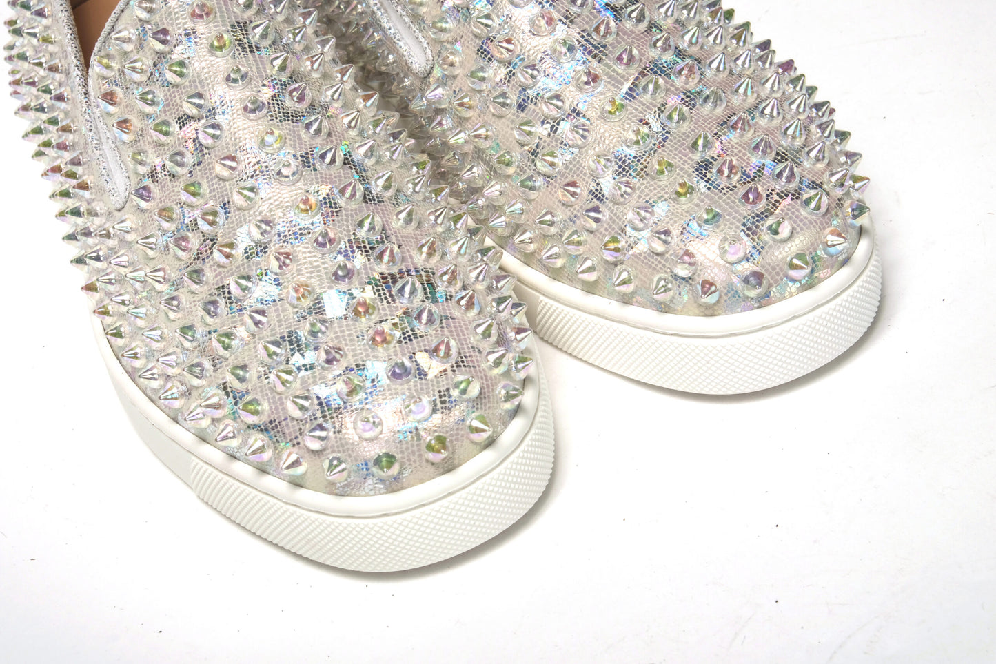 Christian Louboutin White Ab/Clear Ab Roller Boat Woman Flat Sneaker EU35.5 | US5