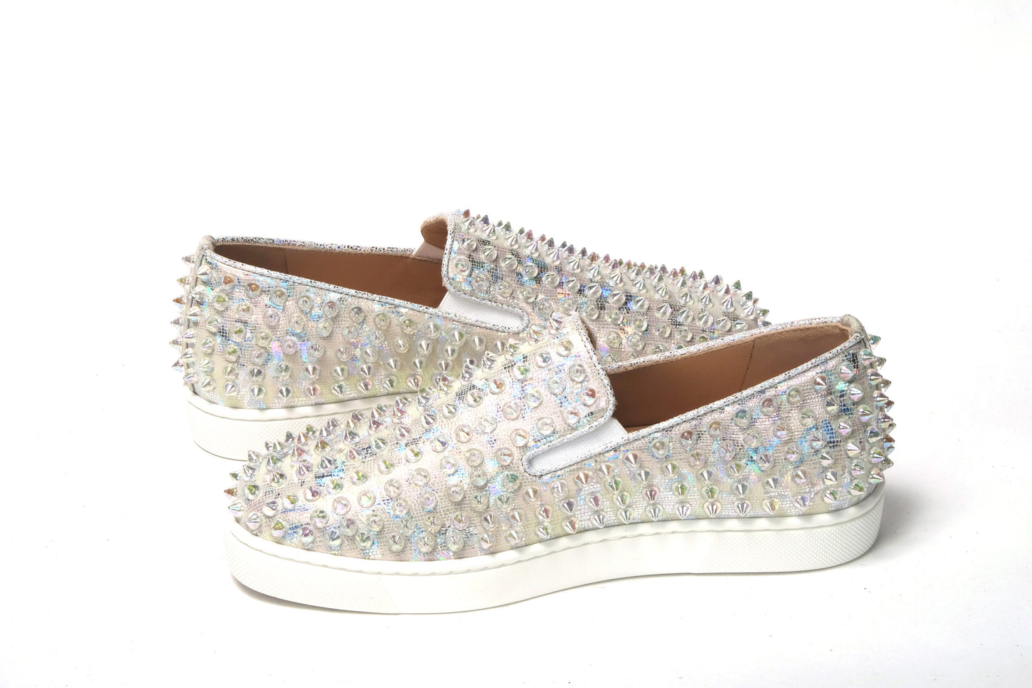 Christian Louboutin White Ab/Clear Ab Roller Boat Woman Flat Sneaker EU35.5 | US5