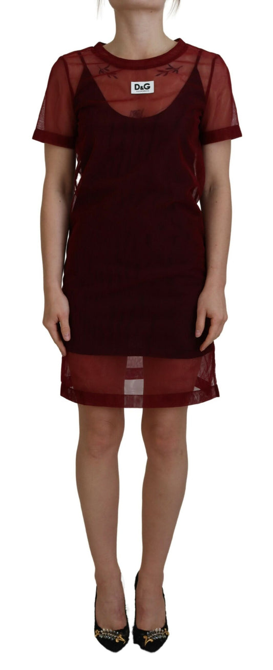 Dolce & Gabbana Maroon Mini Shift Dress - Italian Elegance IT40 | S