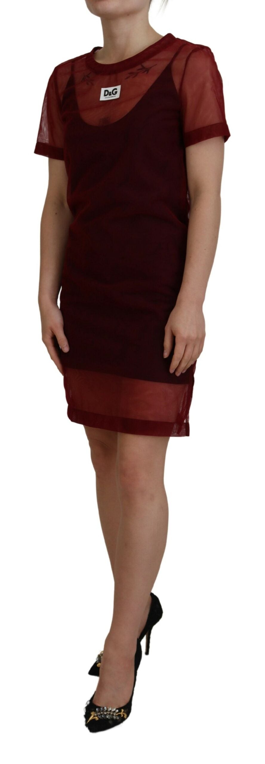 Dolce & Gabbana Maroon Mini Shift Dress - Italian Elegance IT40 | S