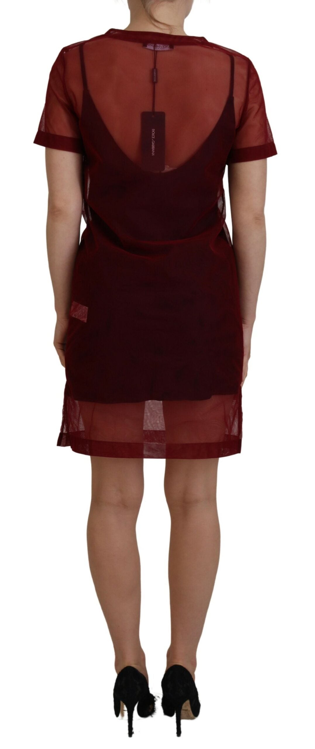 Dolce & Gabbana Maroon Mini Shift Dress - Italian Elegance IT40 | S