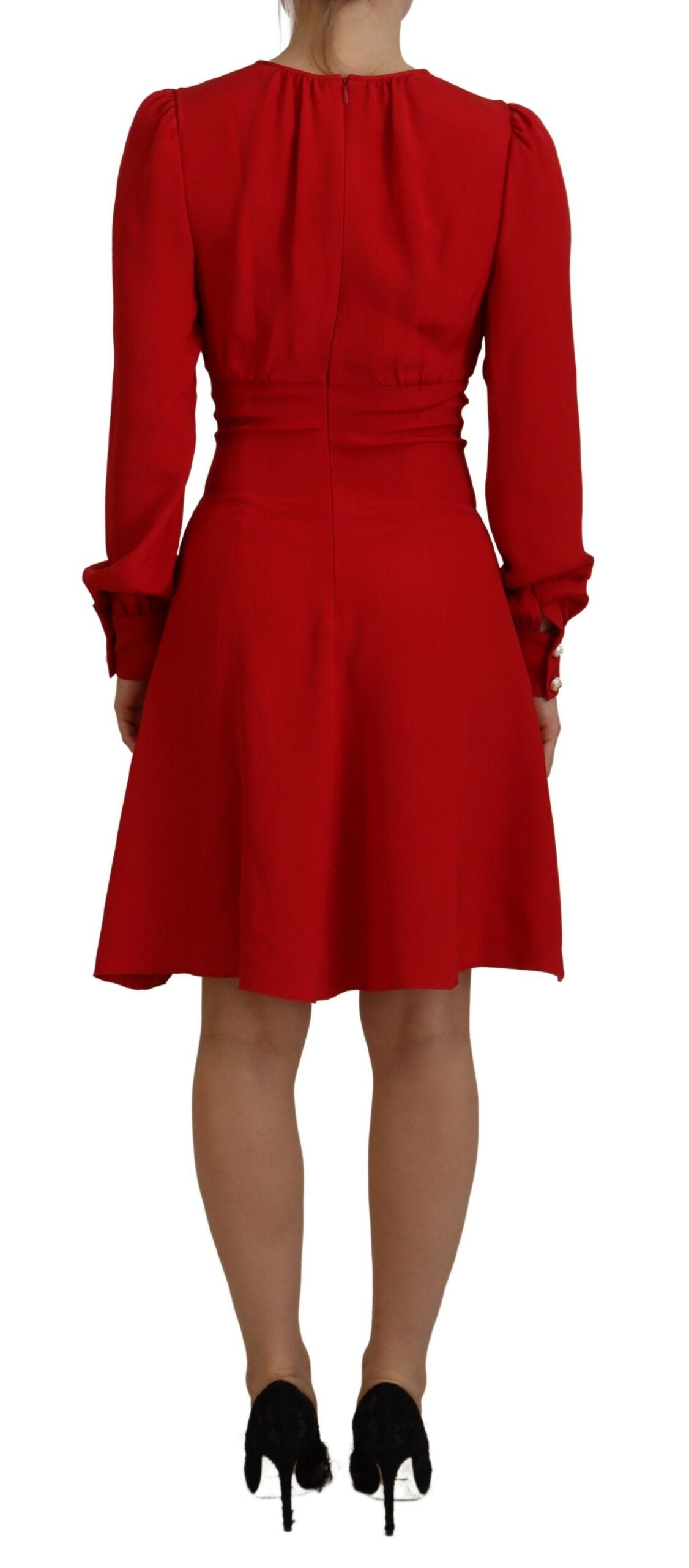 Dolce & Gabbana Elegant Red Silk A-Line Knee Length Dress IT38 / XS