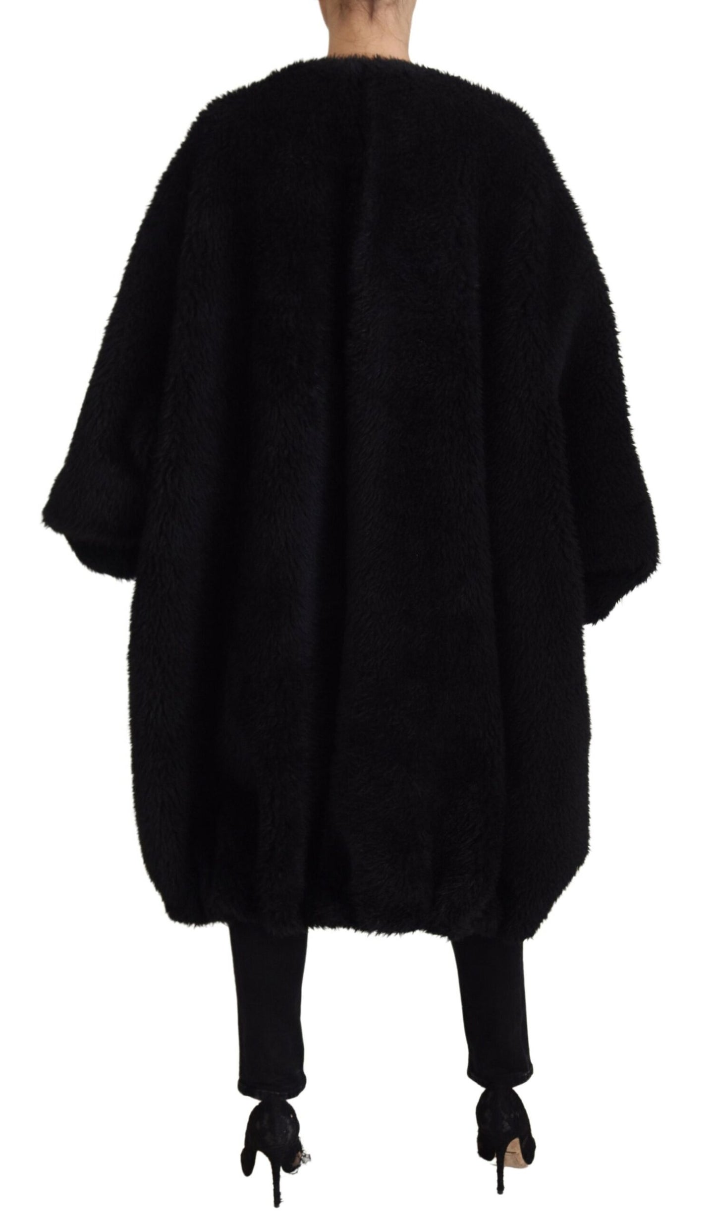 Dolce & Gabbana Elegant Black Cashmere Blend Overcoat Jacket IT40 | S