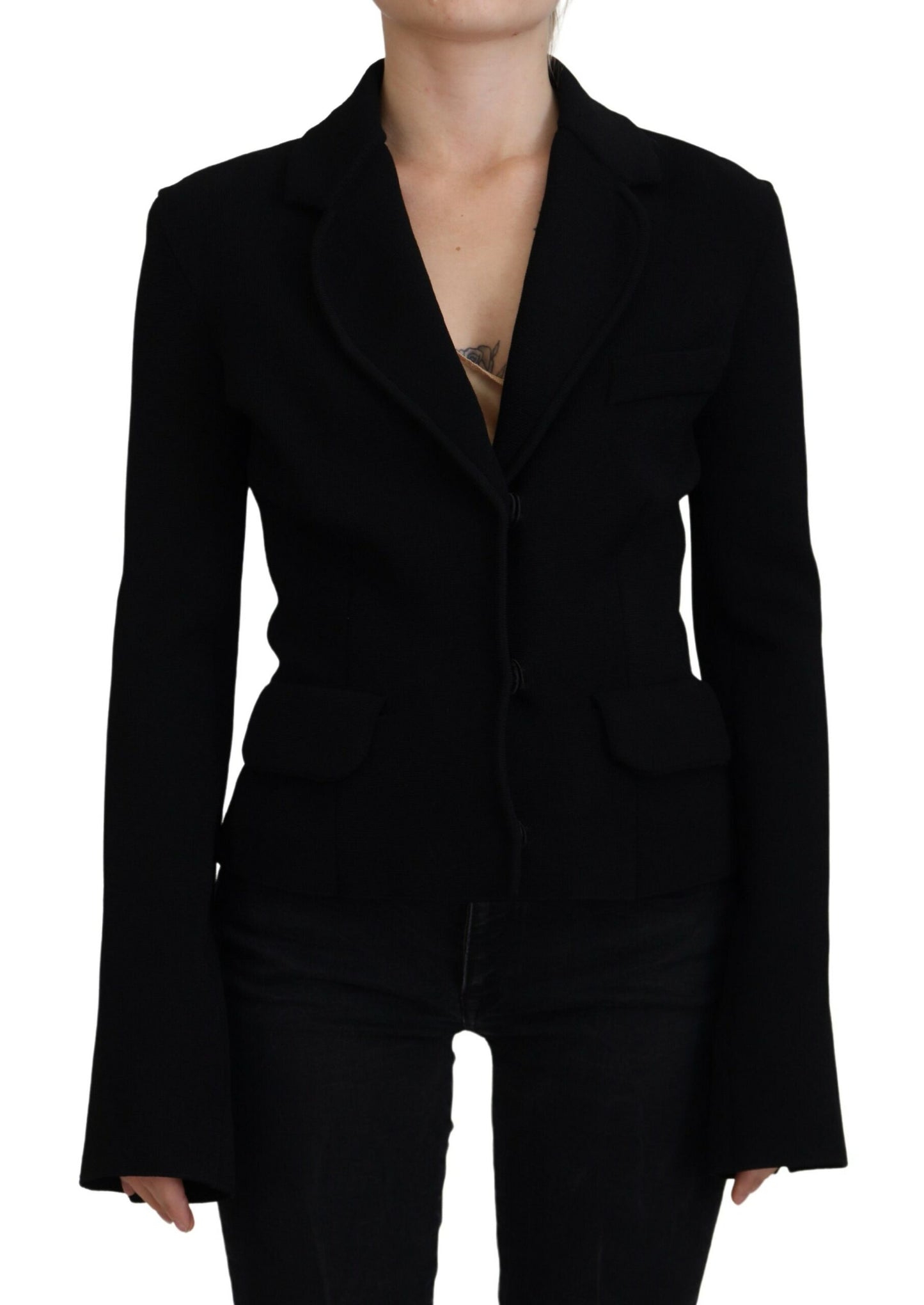 Dolce & Gabbana Elegant Black Long Sleeve Jacket IT38 / XS