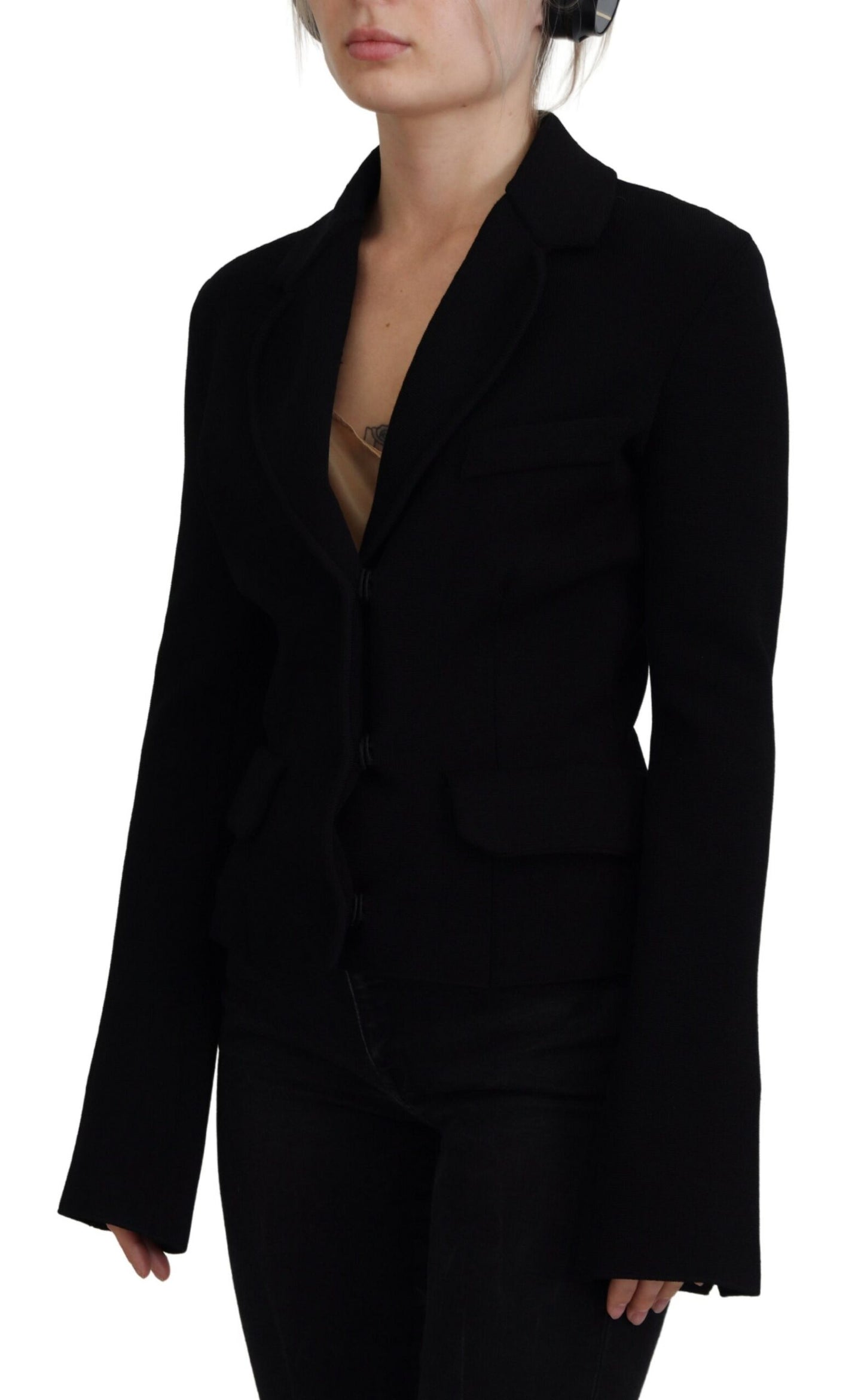 Dolce & Gabbana Elegant Black Long Sleeve Jacket IT38 / XS