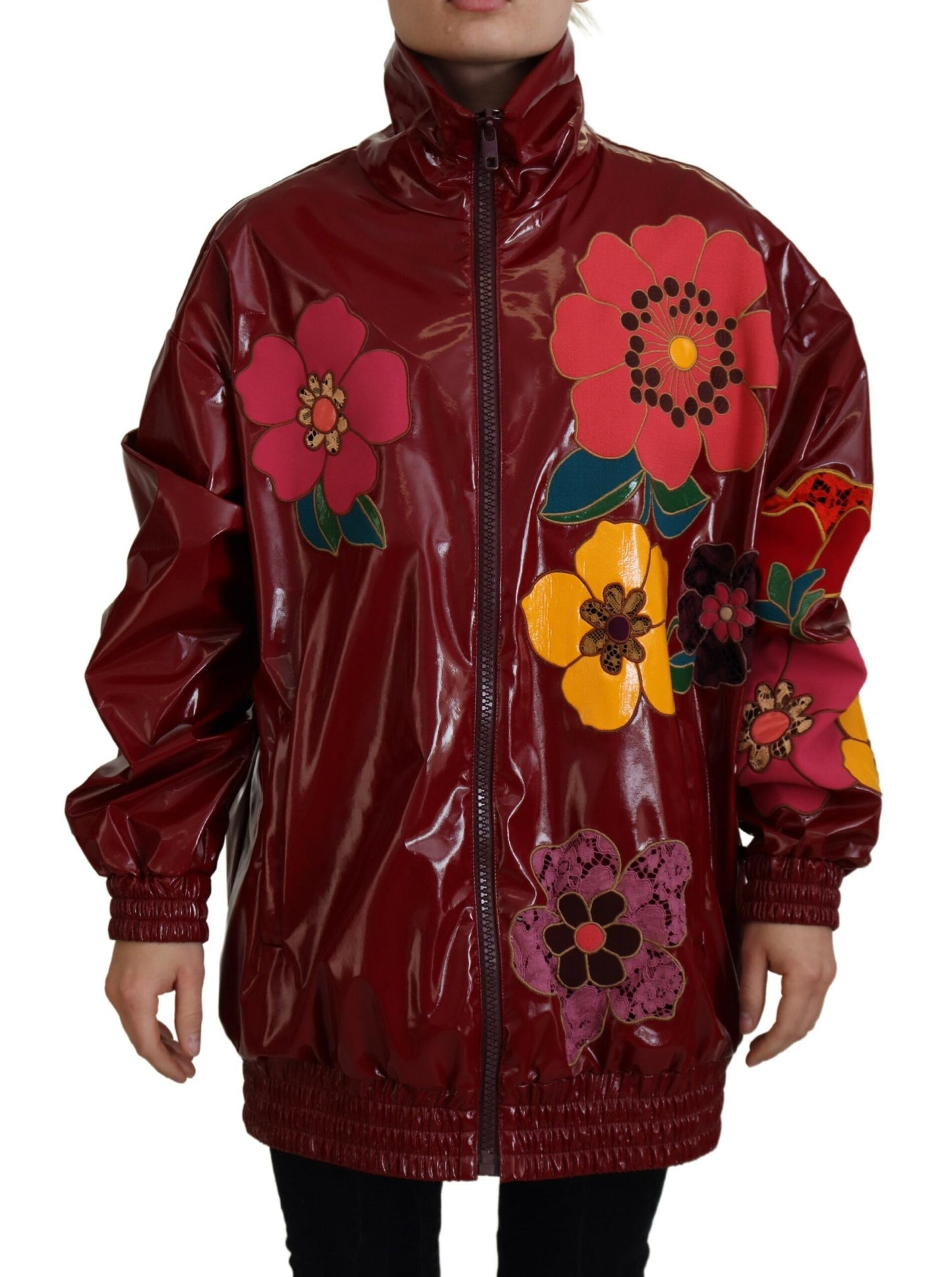 Dolce & Gabbana Maroon Floral Luxe Jacket IT40 | S