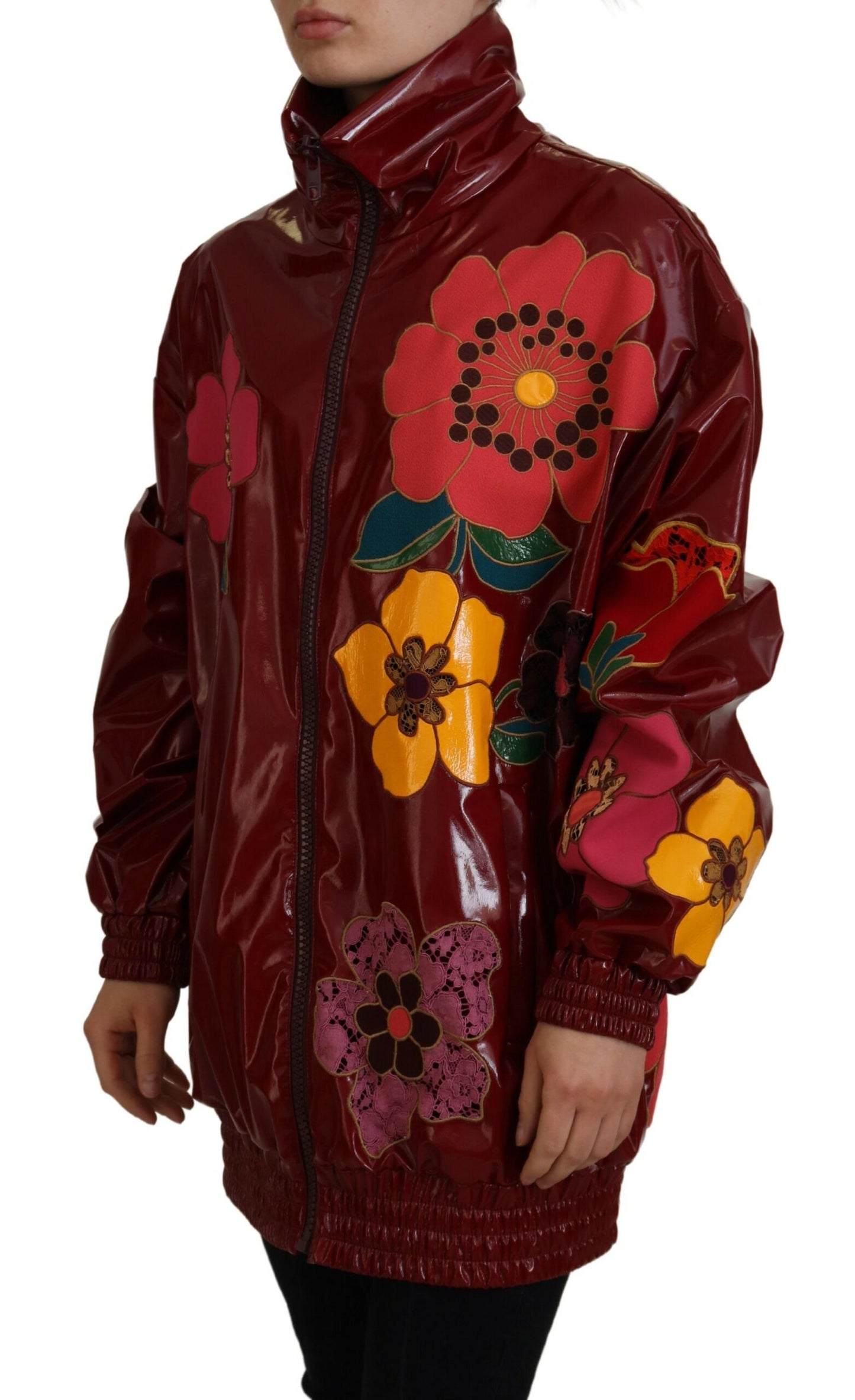 Dolce & Gabbana Maroon Floral Luxe Jacket IT40 | S