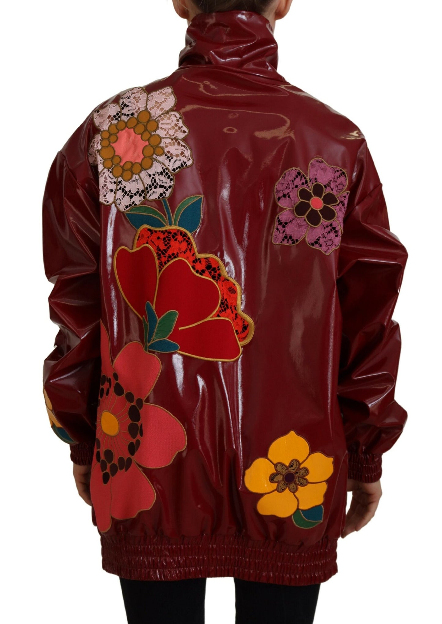 Dolce & Gabbana Maroon Floral Luxe Jacket IT40 | S