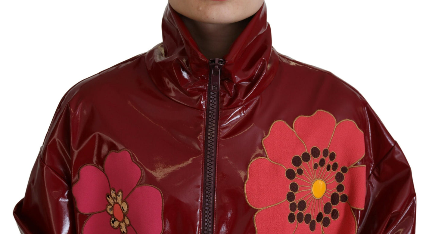 Dolce & Gabbana Maroon Floral Luxe Jacket IT40 | S