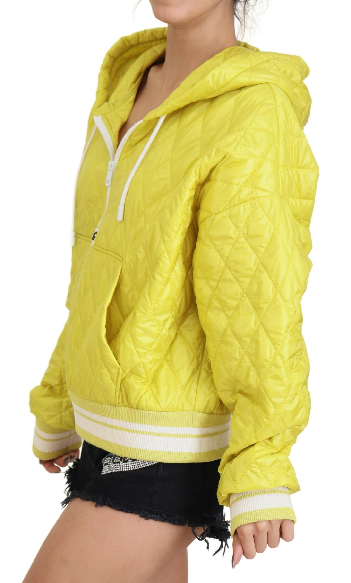 Dolce & Gabbana Elegant Yellow Hooded Jacket IT40 | S