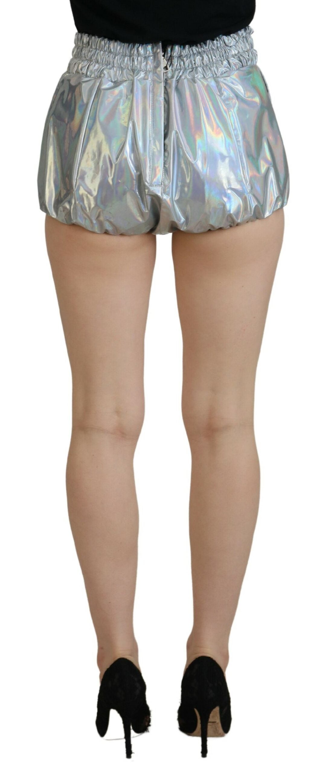 Dolce & Gabbana Elevated Elegance Silver High Waist Shorts IT40 | S