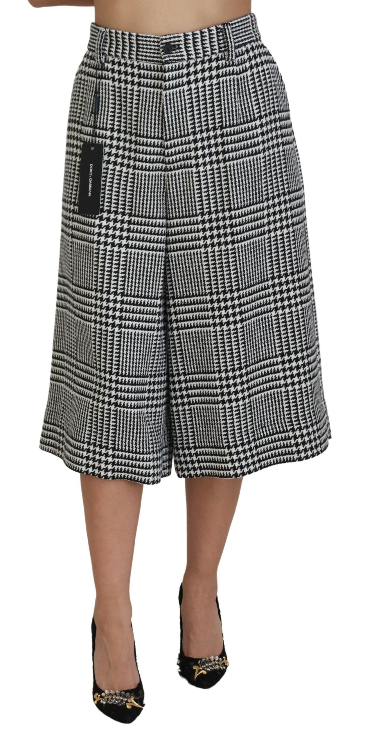 Dolce & Gabbana Elegant High Waist Plaid Midi Pants IT48 / XL