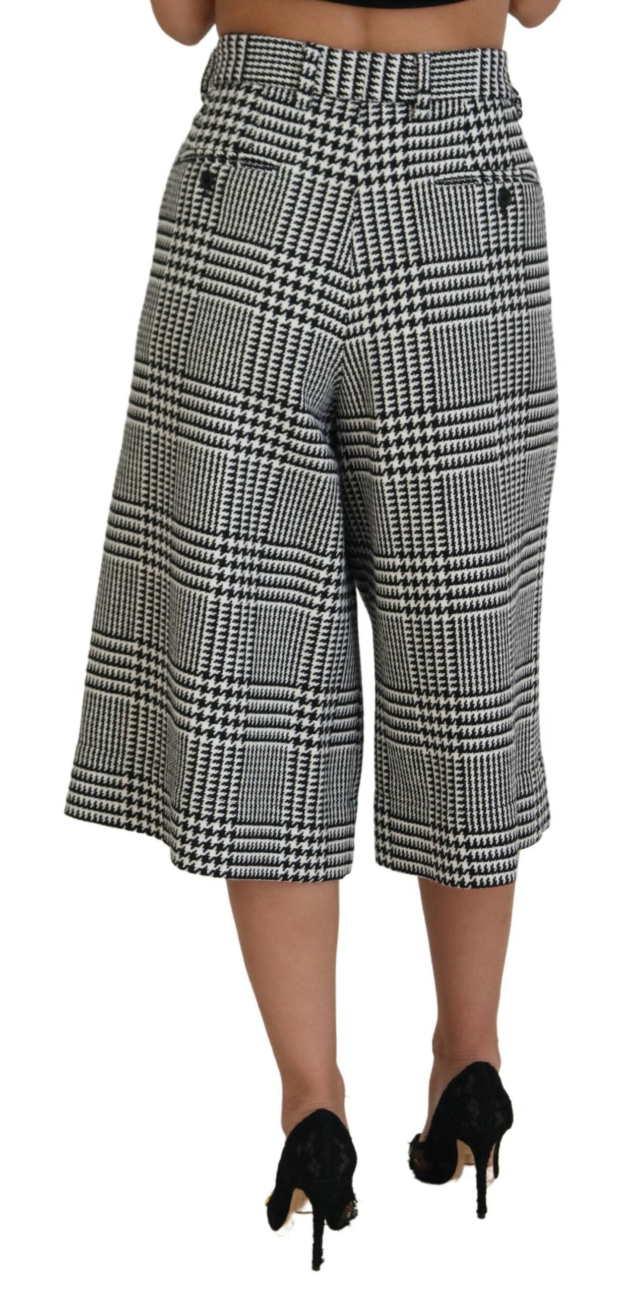 Dolce & Gabbana Elegant High Waist Plaid Midi Pants IT48 / XL