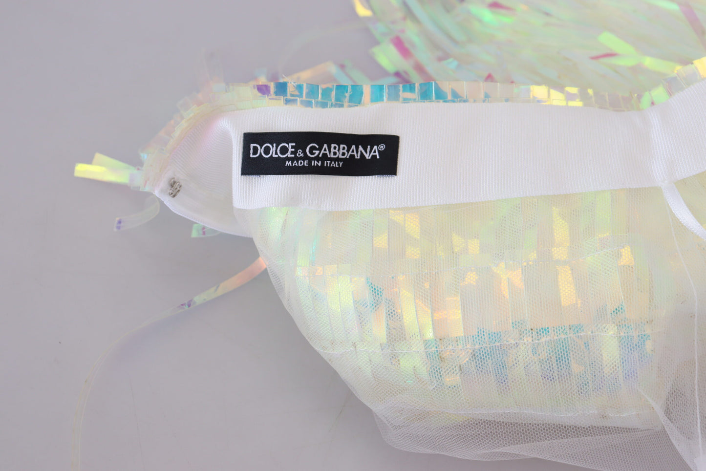 Dolce & Gabbana Iridescent Fringe Mini Skirt Mid Waist IT46 / XL