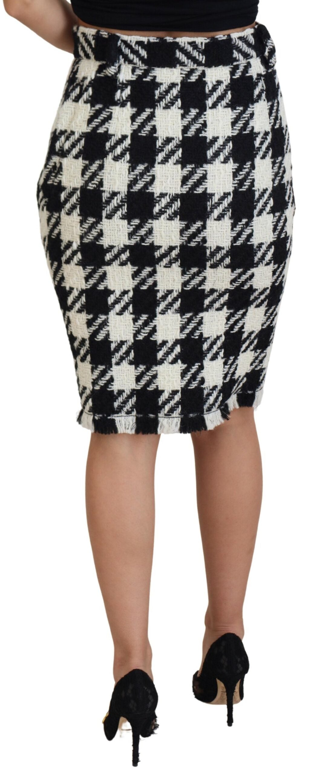 Dolce & Gabbana Elegant Houndstooth High-Waist Knee-Length Skirt IT48 / XL