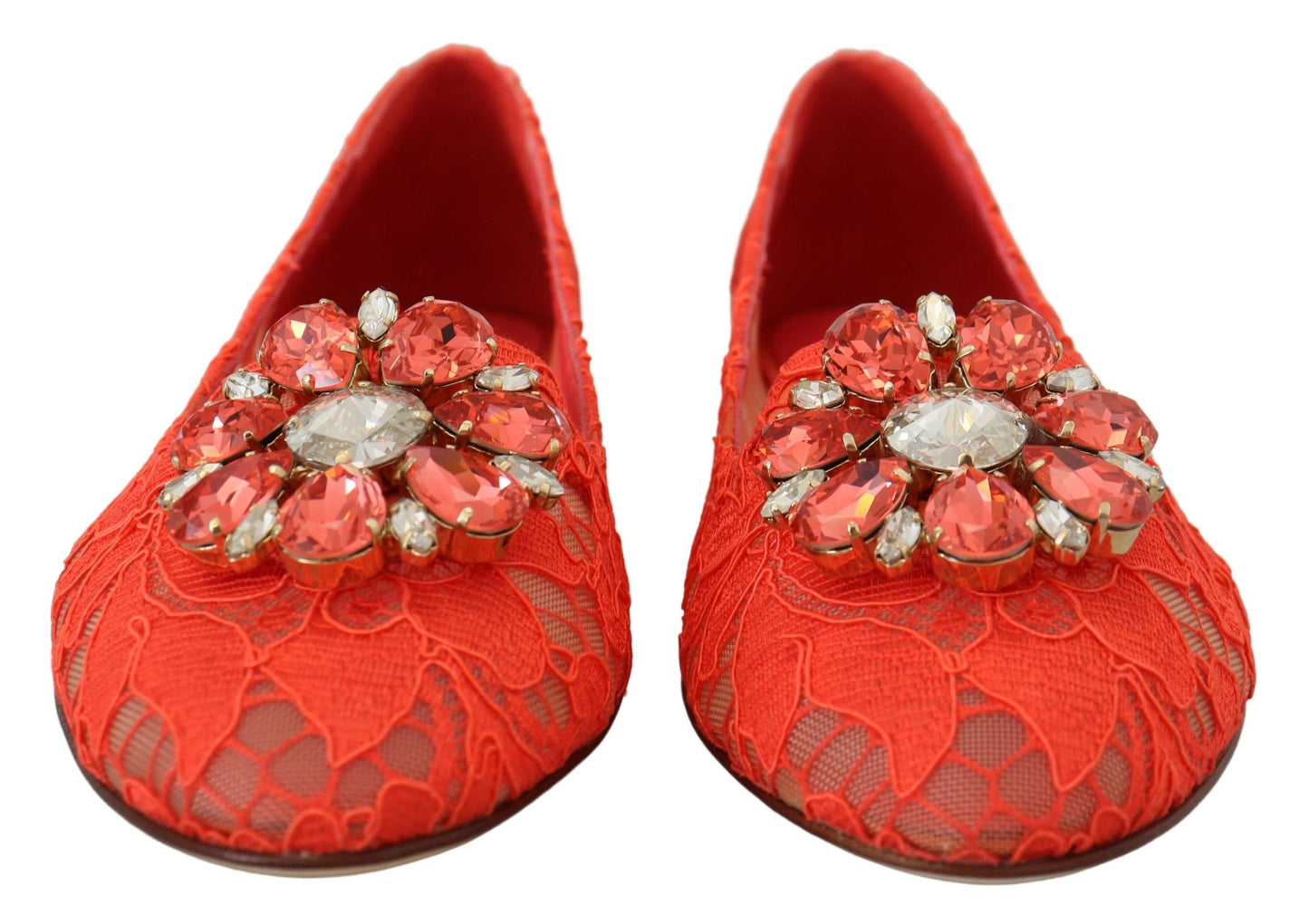 Dolce & Gabbana Elegant Lace Vally Flats in Coral Red EU35 / US4.5