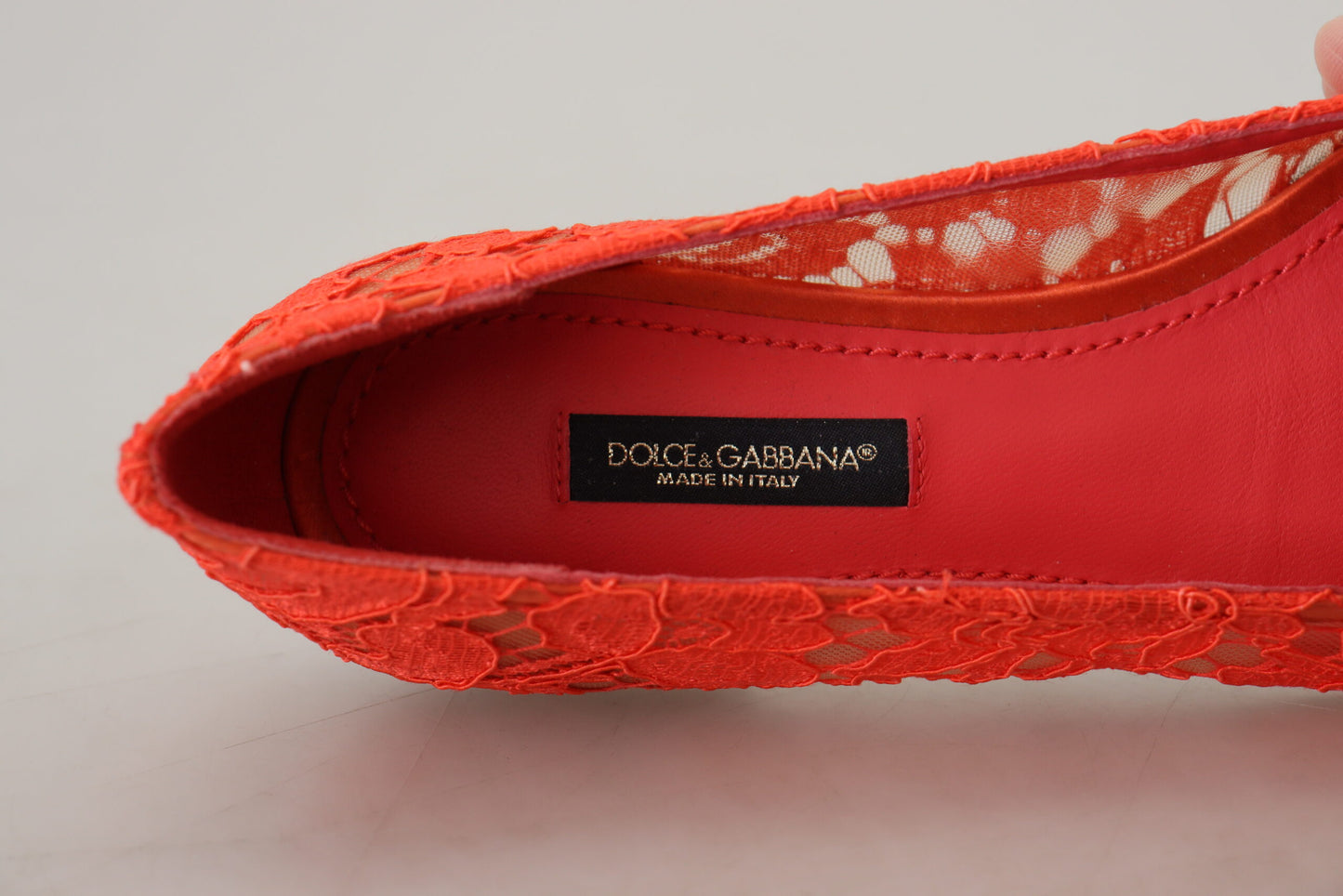 Dolce & Gabbana Elegant Lace Vally Flats in Coral Red EU35 / US4.5