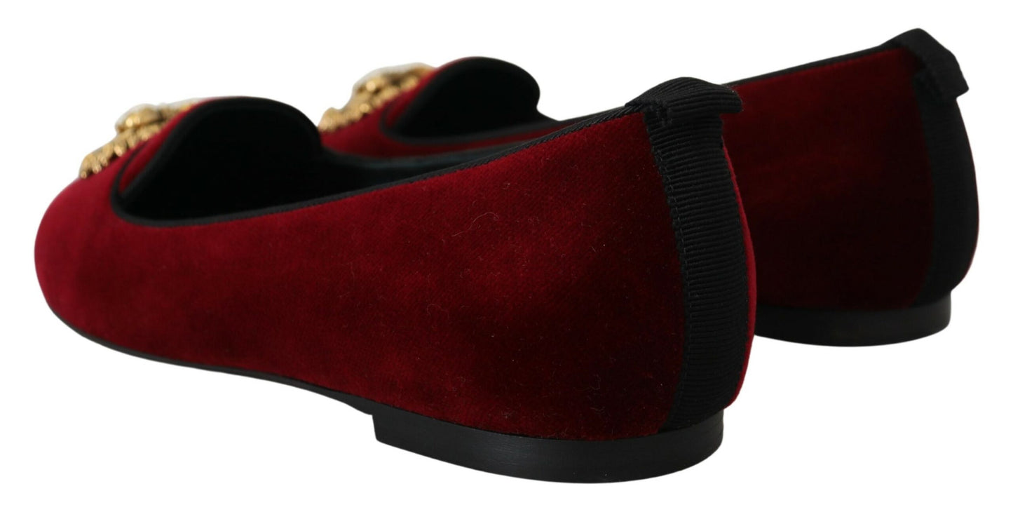 Dolce & Gabbana Bordeaux Velvet Devotion Loafers EU35.5 / US5