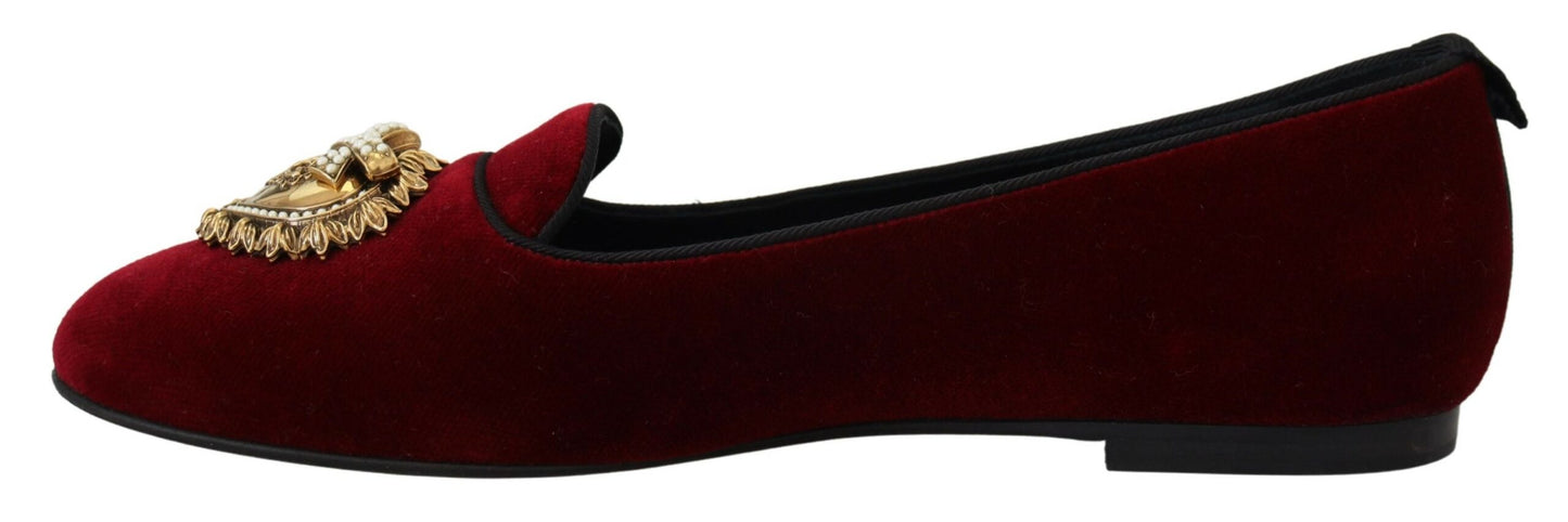 Dolce & Gabbana Bordeaux Velvet Devotion Loafers EU35.5 / US5