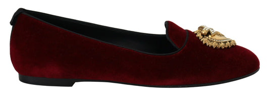 Dolce & Gabbana Bordeaux Velvet Devotion Loafers EU35.5 / US5