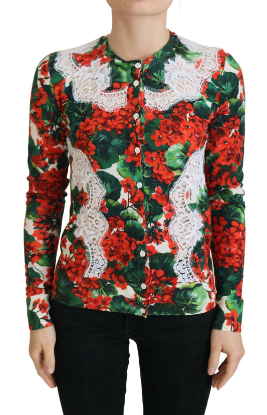 Dolce & Gabbana Elegant Floral Crewneck Cardigan IT36 / XS