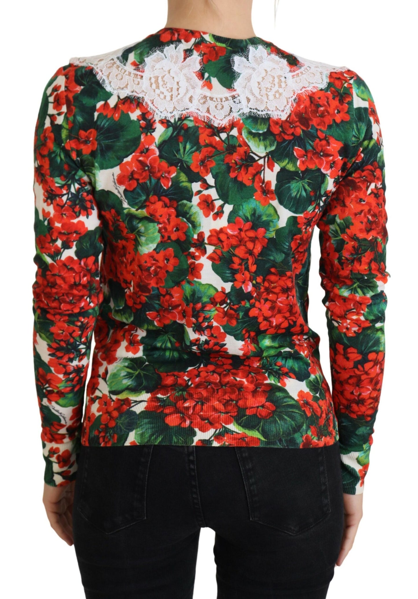 Dolce & Gabbana Elegant Floral Crewneck Cardigan IT36 / XS